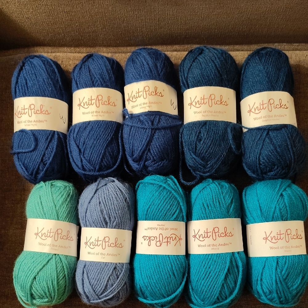 Knit Picks Wool Yarn Bundle in Blue and Teal